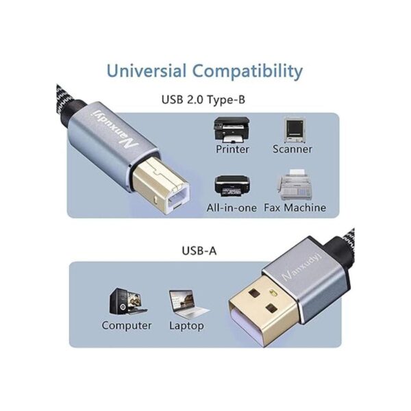 Nanxudyj Cable de impresora USB de 20 pies trenzado USB_3
