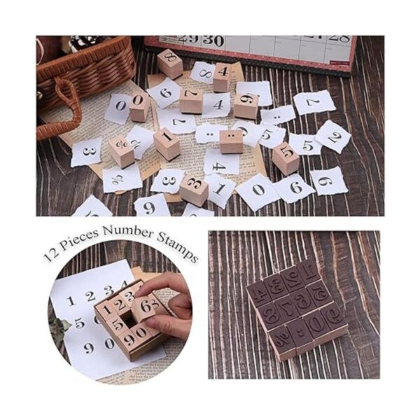 Dizdkizd Juego de 12 sellos de goma de madera número 09_2