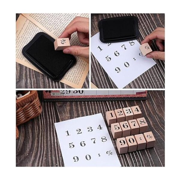 Dizdkizd Juego de 12 sellos de goma de madera número 09_3