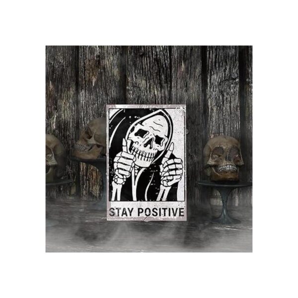 Letrero vintage con diseño de calavera Stay Positive de