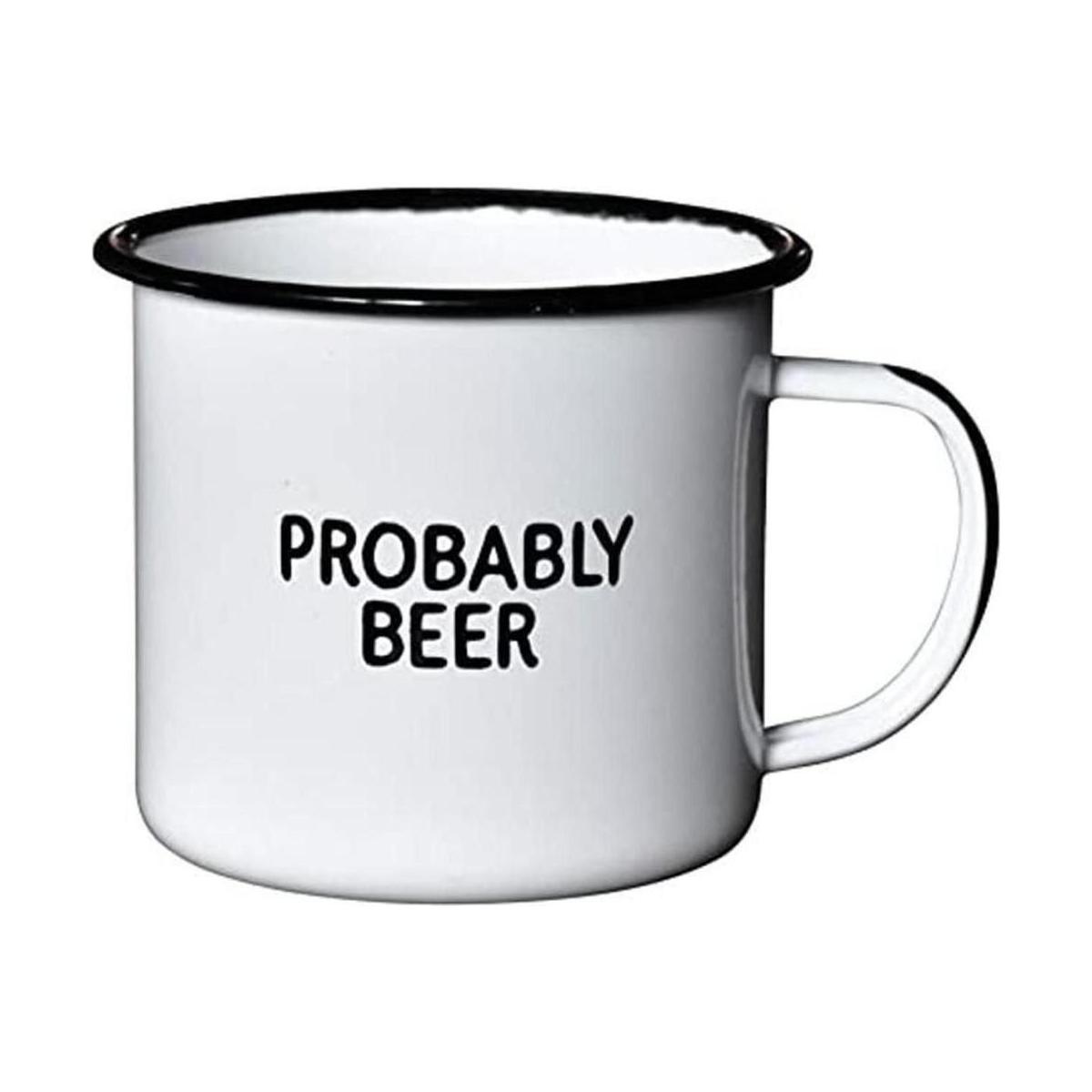PROBABLY BEER Taza de café esmaltada Divertido regalo