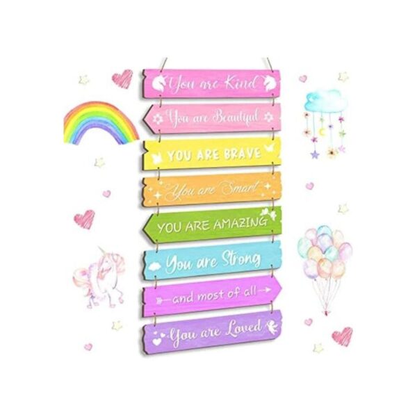 Decoración inspiradora de pared de arco iris arte de