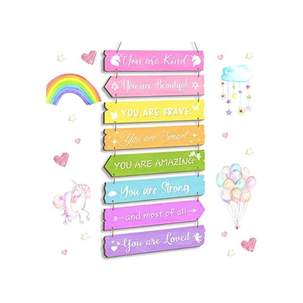 Decoración inspiradora de pared de arco iris arte de