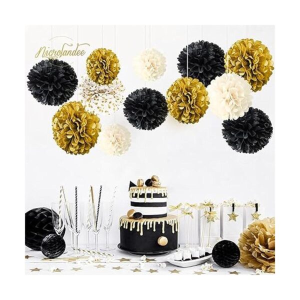 NICROLANDEE Decoraciones de fiesta de oro negro 12_5