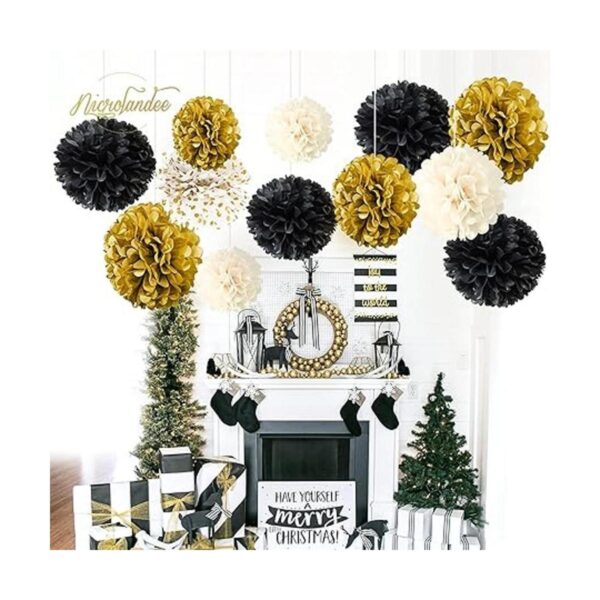 NICROLANDEE Decoraciones de fiesta de oro negro 12_6