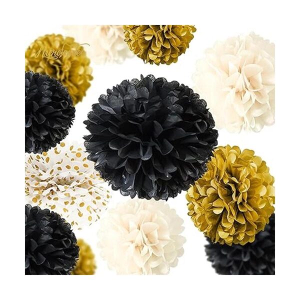 NICROLANDEE Decoraciones de fiesta de oro negro 12_2