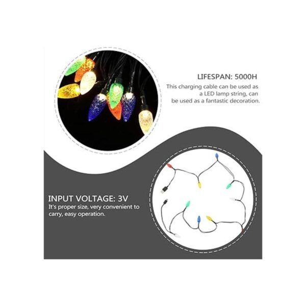 Hemobllo Cable de carga de luces LED de Navidad USB y_5