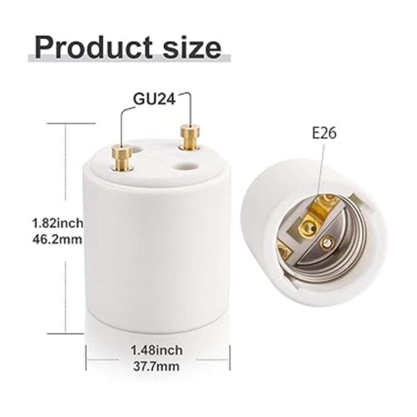 DiCUNO Adaptador de enchufe de cerámica GU24 a E26 base