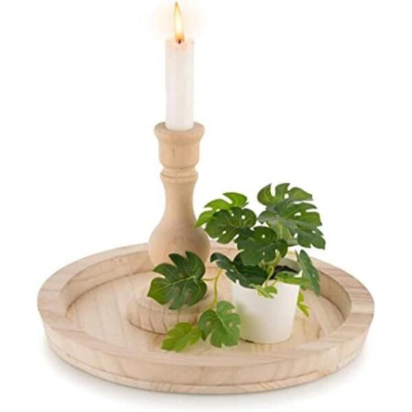 Hanobe Bandeja decorativa de madera Bandejas redondas de_1