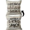 Happy Camper Funda de almohada reversible 18 x 18_1