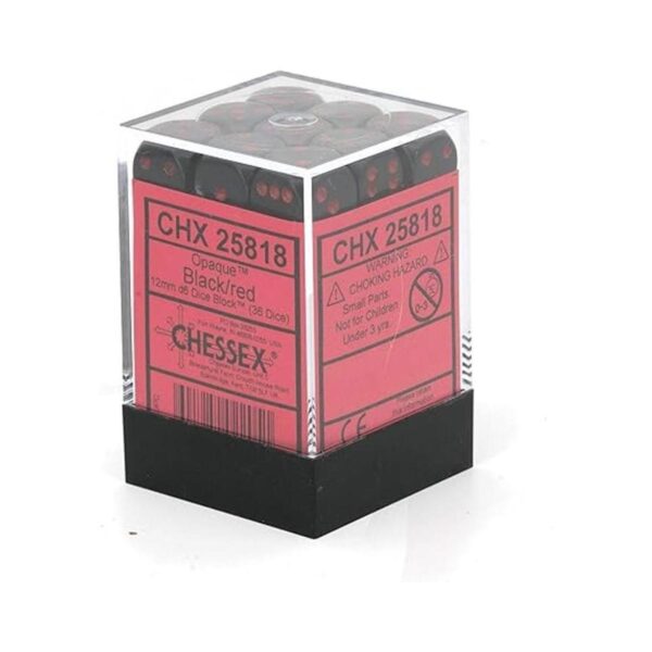 Pack de 36 dados Chessex 0.47 pulgadas color negro y rojo_5