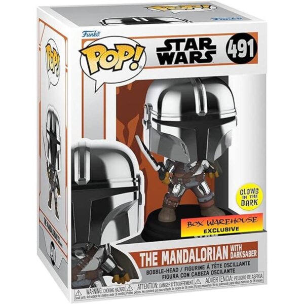 Funko POP Mandalorian de Star Wars con sable oscuro_2