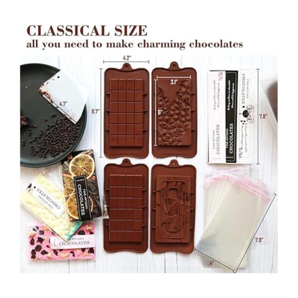Chocolate Bar Molds 100PCS Set Silicone Candy Mold With_5