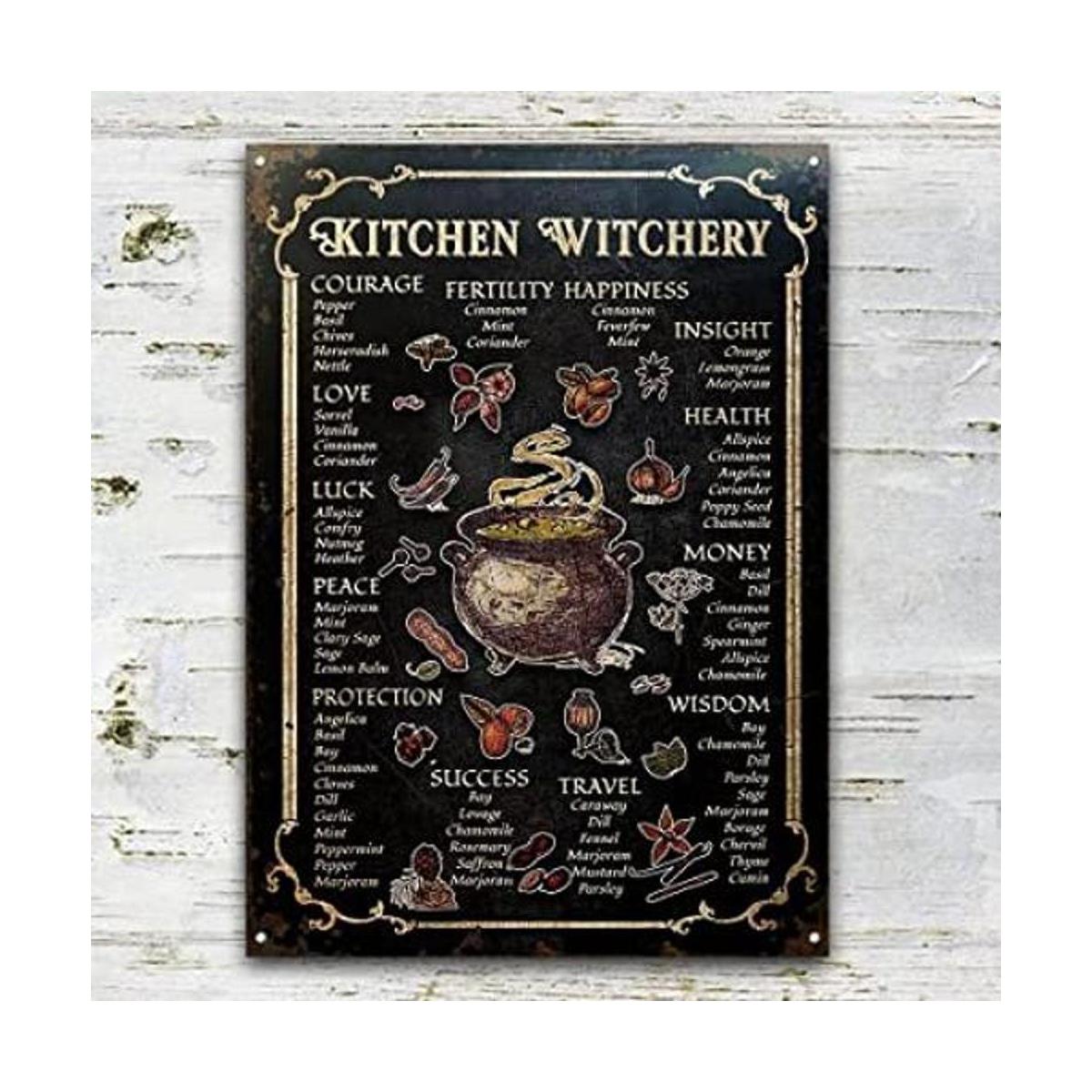 Eeypy Letrero de metal de brujería de cocina vintage con