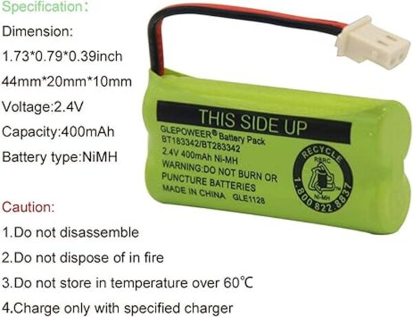 BT183342BT283342 2.4V 400mAh NiMH batería compatible con_2