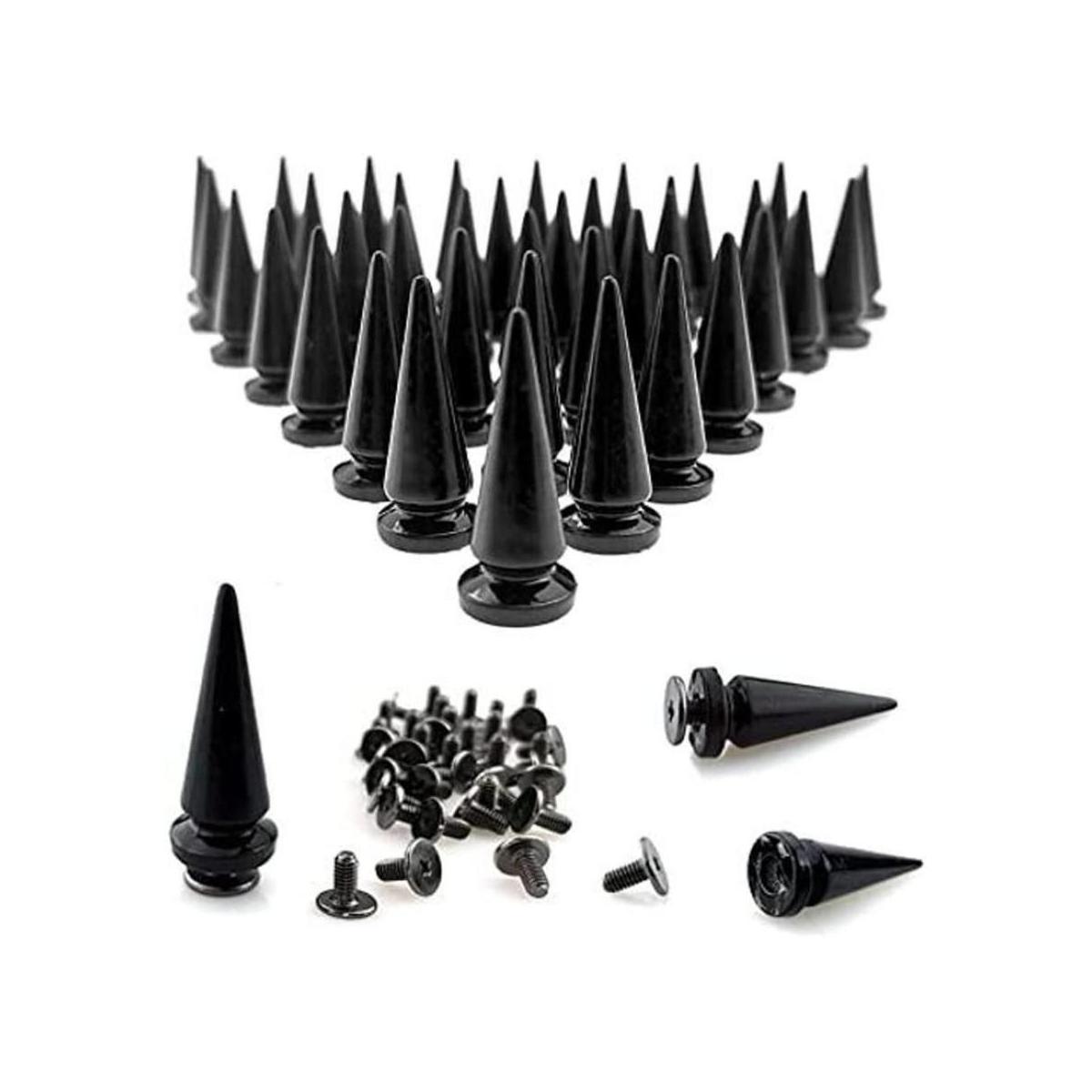 FAZHBARY 40 pares de clavos de cono negro punk remaches y