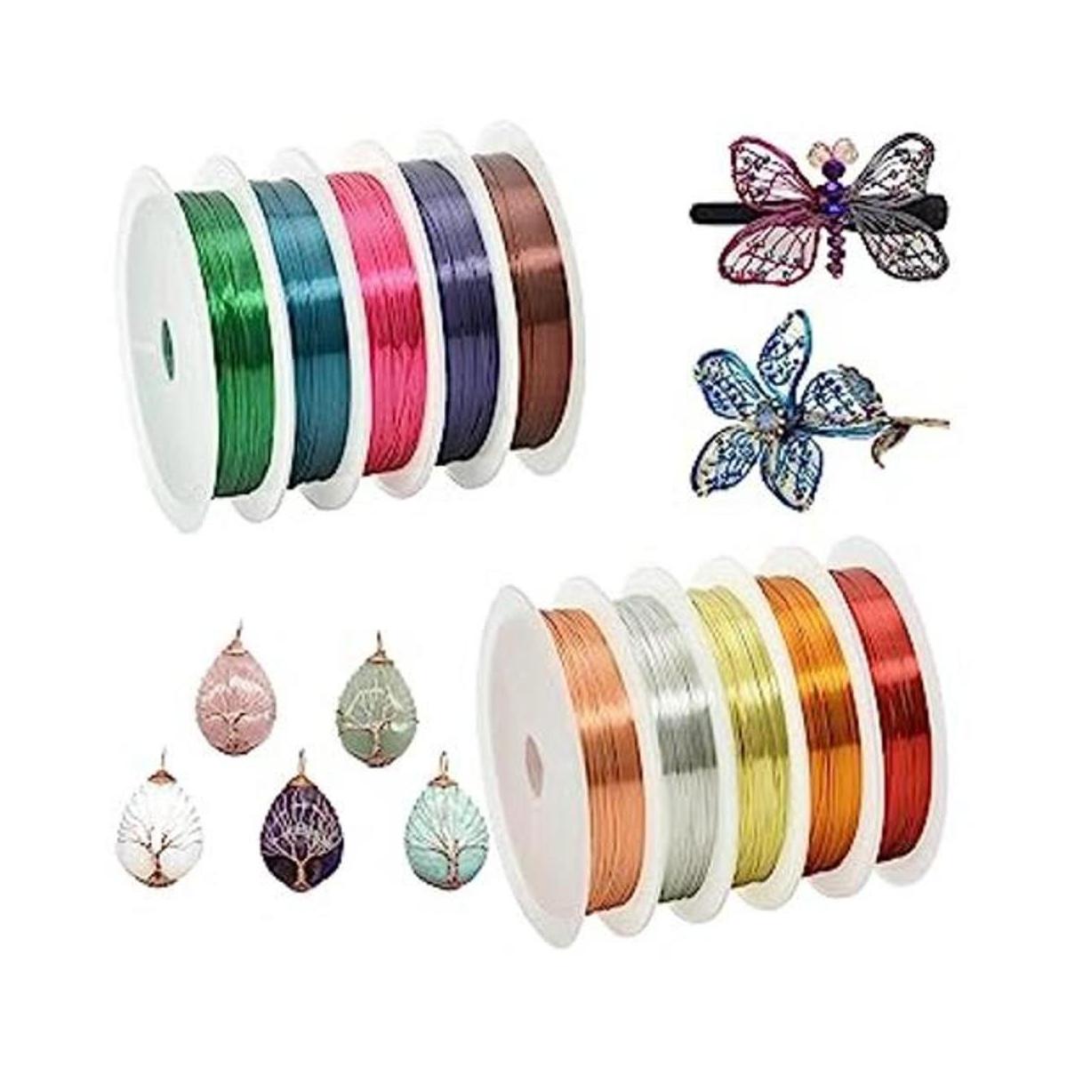 Gondiane 10 rollos de alambre de joyería colorido calibre