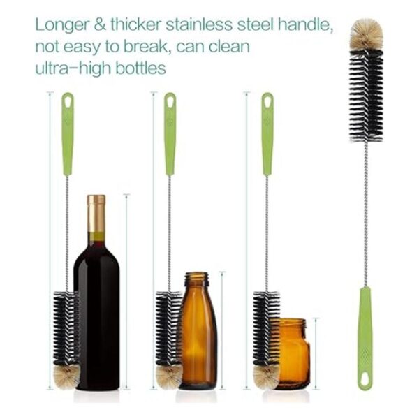 ORIA Juego de cepillos de limpieza para botellas mango