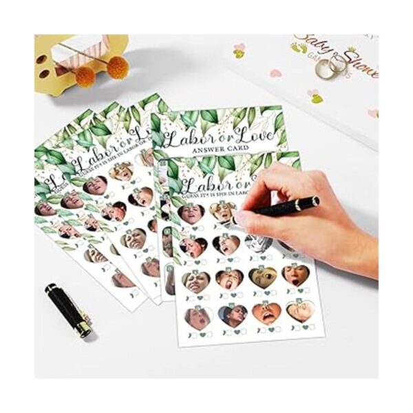 Juego de 31 tarjetas de trabajo o amor para baby shower_4