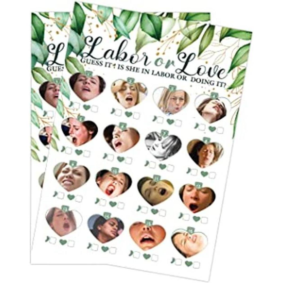 Juego de 31 tarjetas de trabajo o amor para baby shower