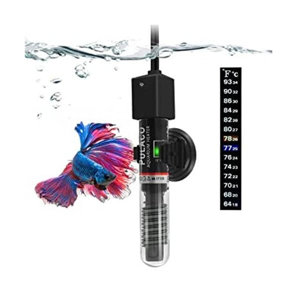 PULACO Calentador Betta de acuario pequeño de 25 W con