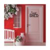 Letrero de corte de metal con texto en inglés She Shed_2