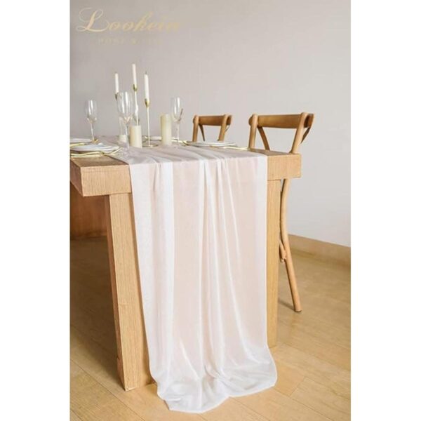 Lookein Camino de mesa de gasa blanca de 10 pies mantel