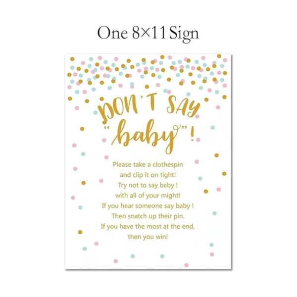 Dont Say Baby Shower Pinza para ropa para niños incluye
