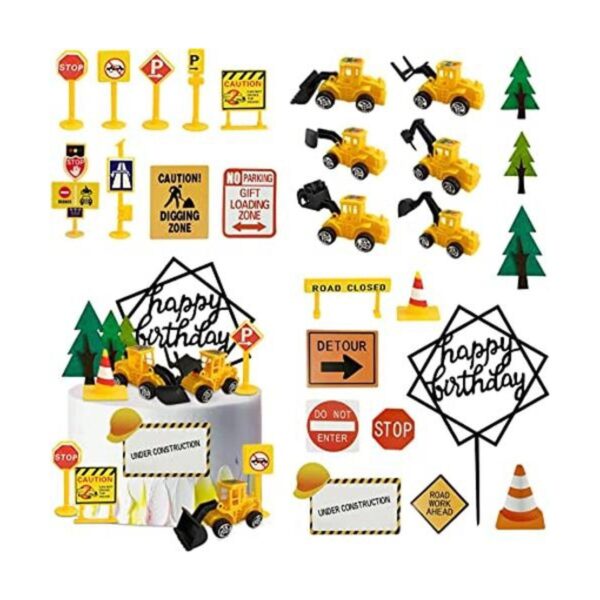 Juego de 27 piezas de decoración de pasteles de vehículos_1