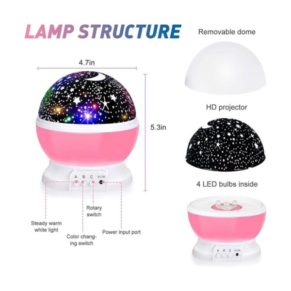 Luz nocturna para bebés Proyector de luna con rotación de_3