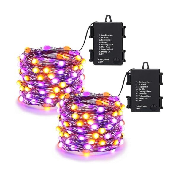 Lomotech Luces de Halloween naranjas moradas 16.4 pies_1