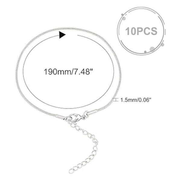 PH PandaHall 10 pulseras de cadena de serpiente de acero