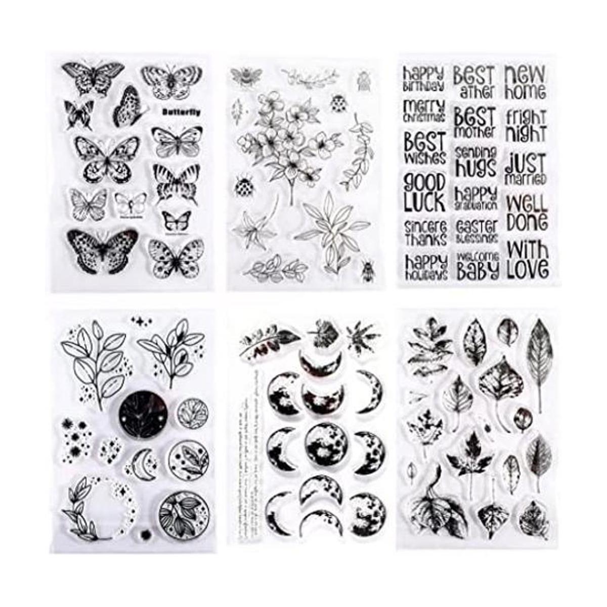 Muulaii 6 hojas de tarjetas de sello de silicona