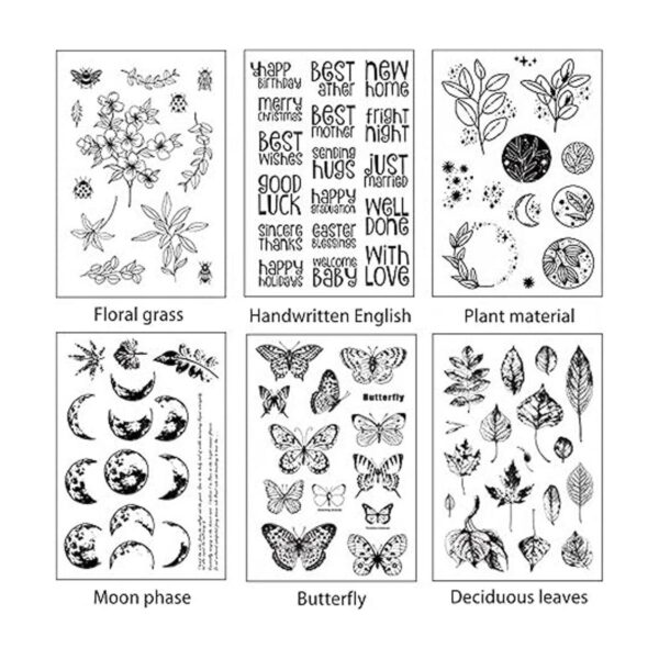 Muulaii 6 hojas de tarjetas de sello de silicona