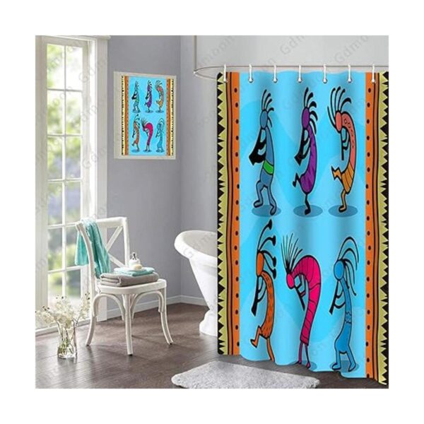 Gdmoon Egipto Cortina de ducha africana Kokopelli azul