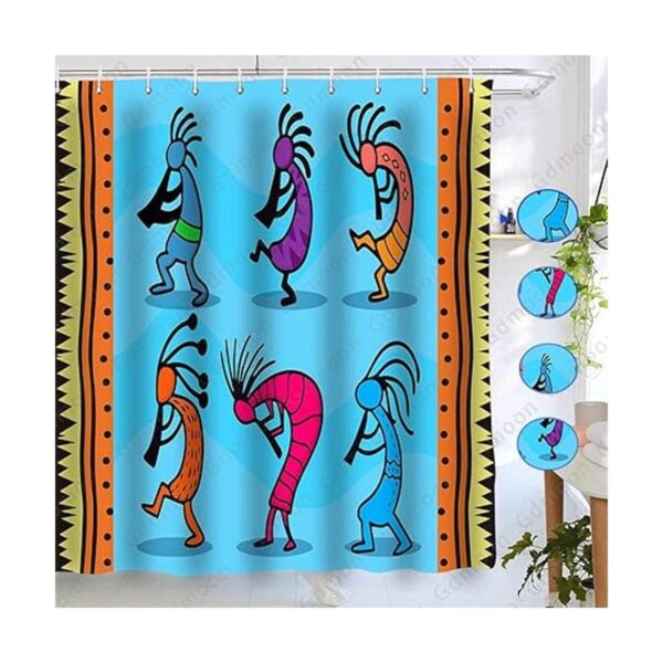 Gdmoon Egipto Cortina de ducha africana Kokopelli azul
