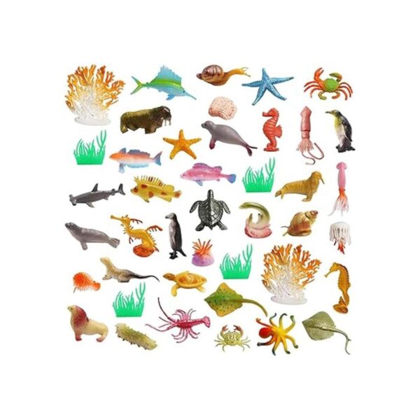 42 juguetes de plástico de animales del océano pequeños y_4