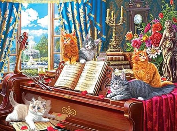 Fancy Cats 750 Piece Jigsaw Puzzle Clases de piano_3