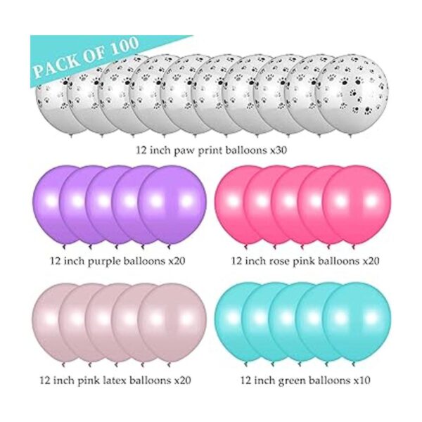 Globos de látex con diseño de pata de perro 100 unidades