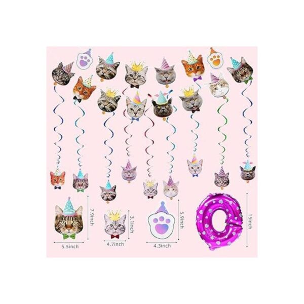 Juego de decoraciones para fiestas de gatos carita de