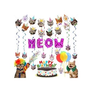 Juego de decoraciones para fiestas de gatos carita de