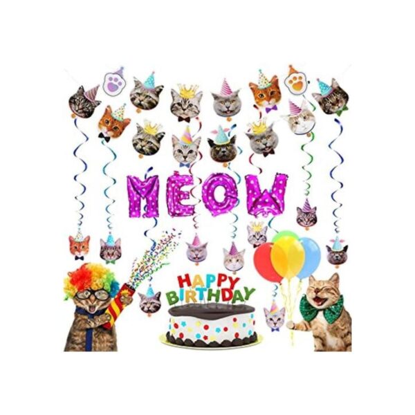 Juego de decoraciones para fiestas de gatos carita de