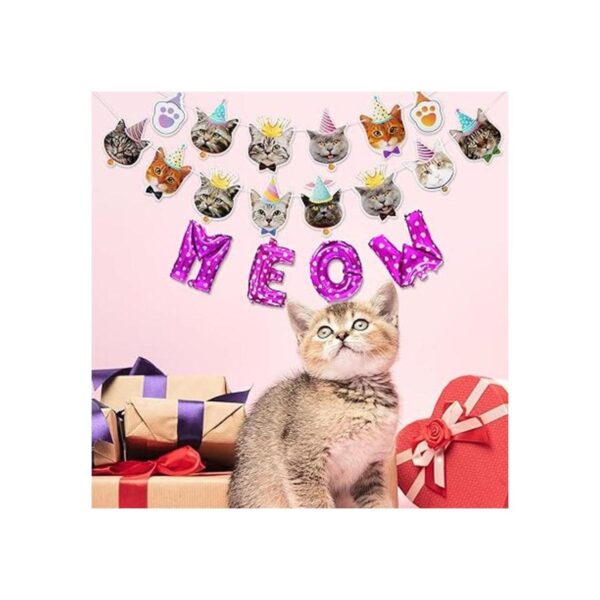Juego de decoraciones para fiestas de gatos carita de