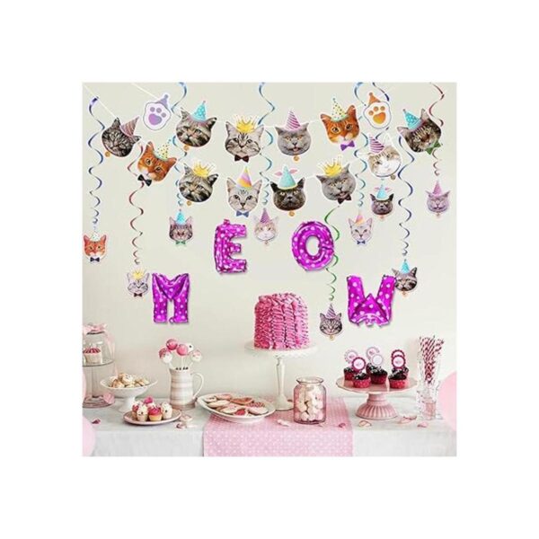 Juego de decoraciones para fiestas de gatos carita de