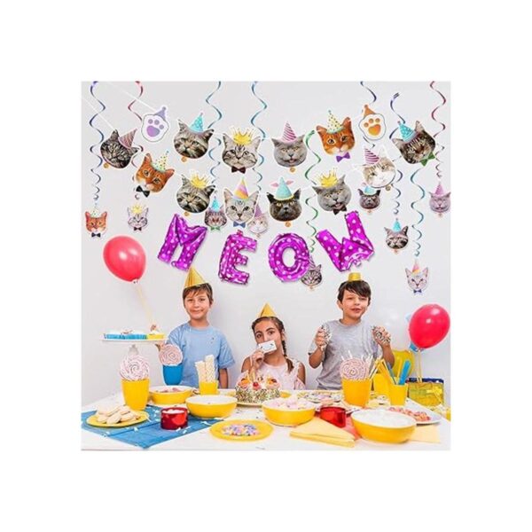 Juego de decoraciones para fiestas de gatos carita de