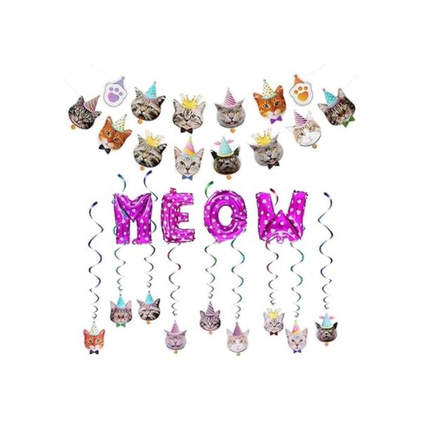Juego de decoraciones para fiestas de gatos carita de