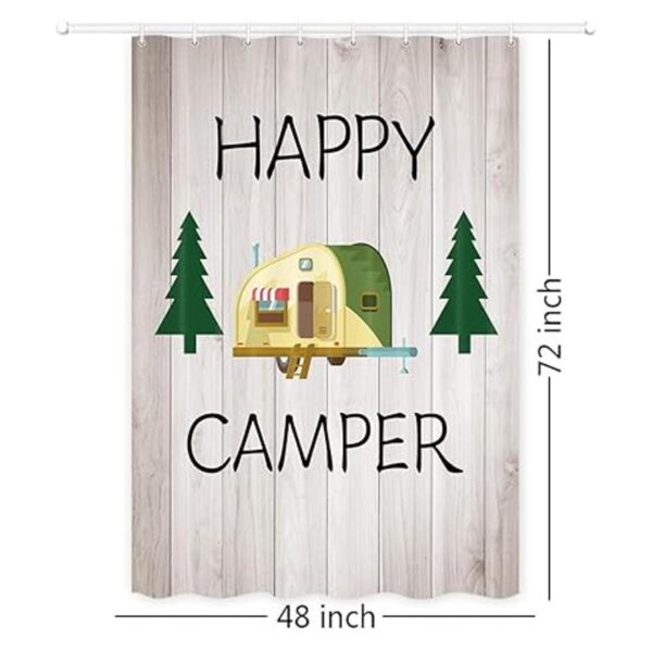 Happy Camper Cortina de ducha rústica de madera oxidada_3