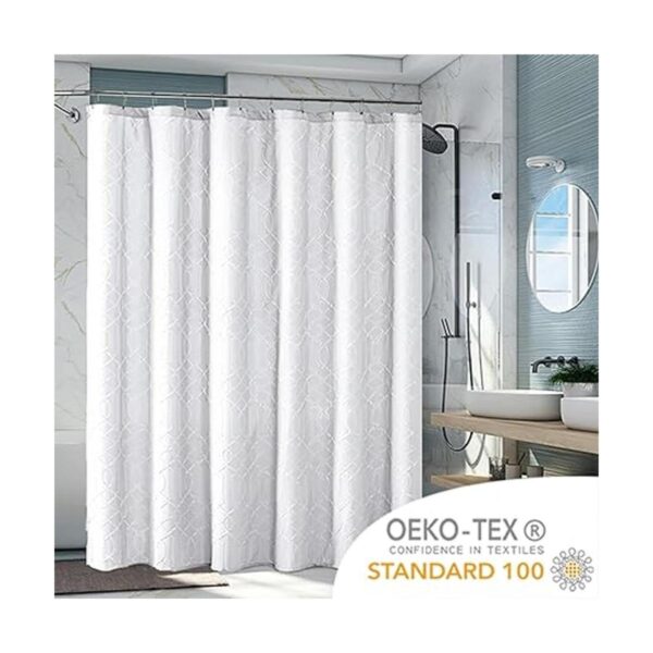 OWENIE Cortina de ducha blanca para baño diseño_4
