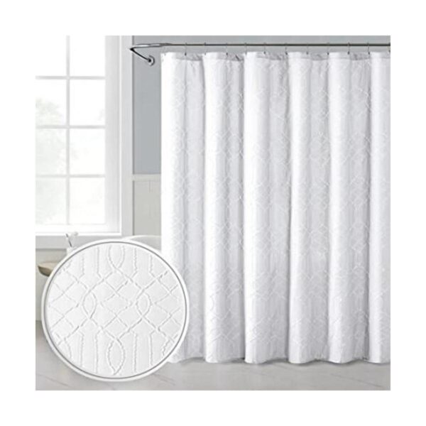 OWENIE Cortina de ducha blanca para baño diseño_1