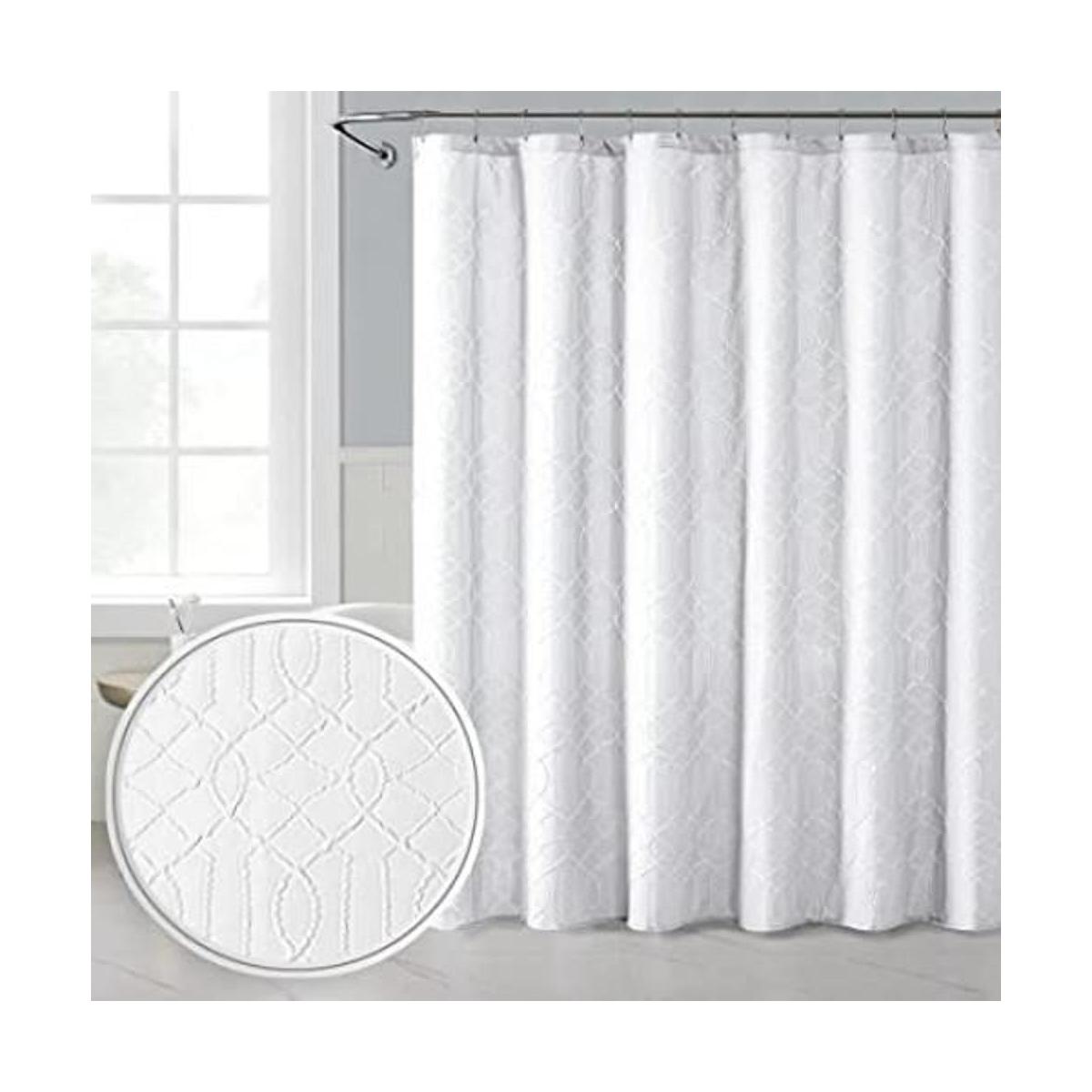 OWENIE Cortina de ducha blanca para baño diseño